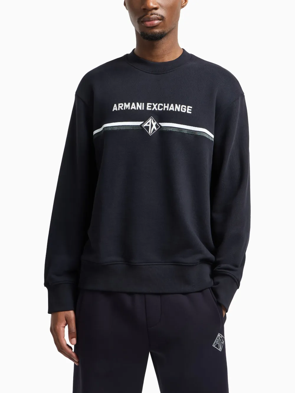 Armani Exchange logo-print crew-neck sweatshirt - Blauw