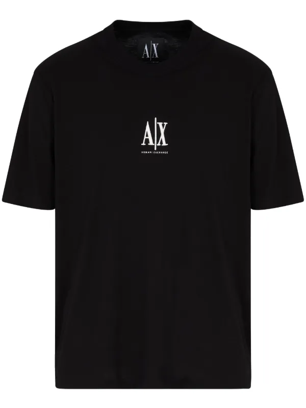 トップス SS2015 EMPORIO ARMANI Black T-shirt Armani Exchange logo-embroidered T-shirt | Black | FARFETCH