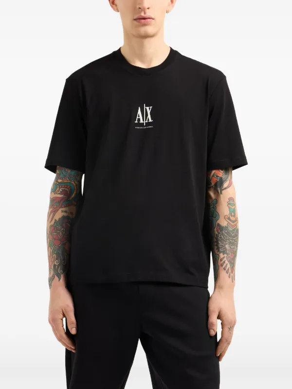 Armani Exchange logo-embroidered T-shirt | Black | FARFETCH