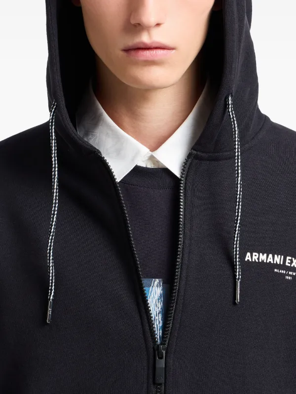 Armani Exchange zip-up Hoodie Blue FARFETCH PT