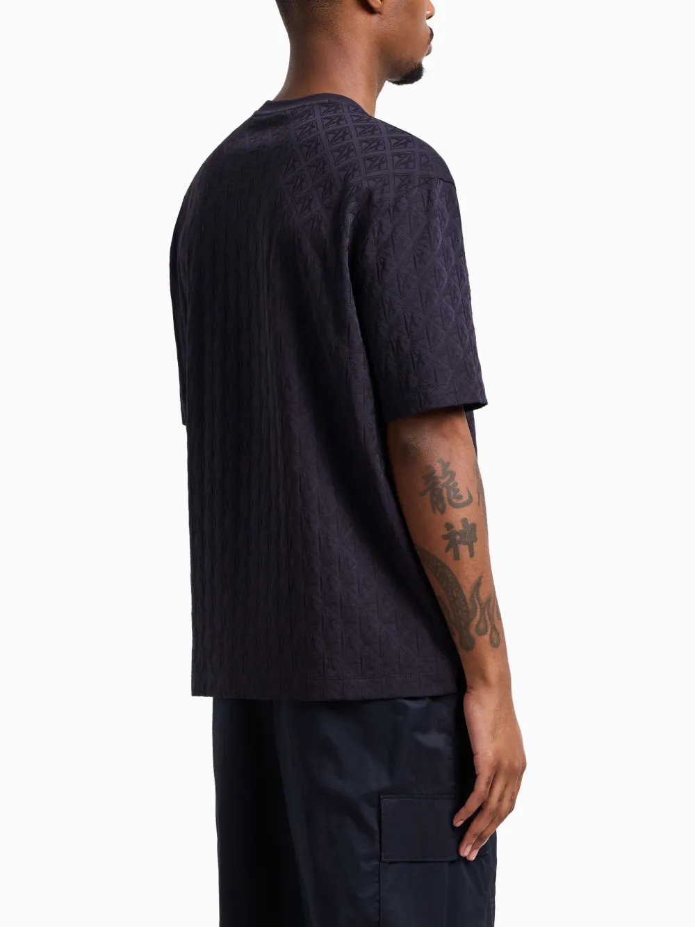 Armani Exchange T-shirt met logo jacquard Blauw