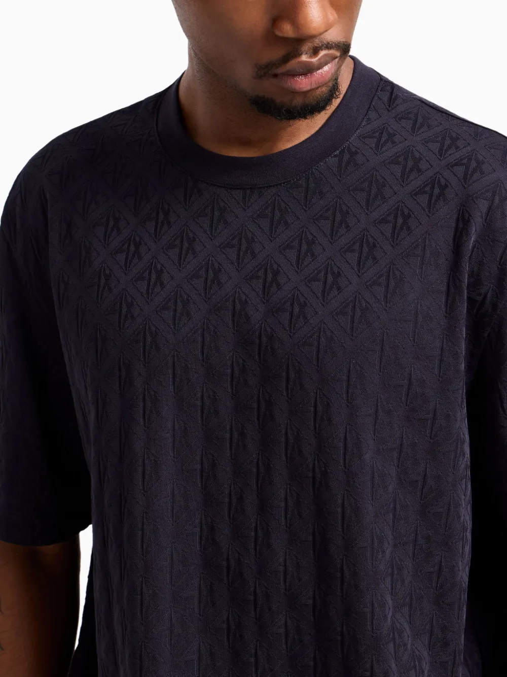 Armani Exchange T-shirt met logo jacquard Blauw