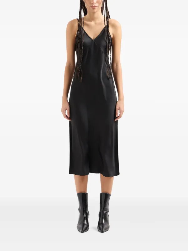 シルエットが綺麗なARMANI EXCHANGE 黒キャミソール S Armani Exchange v-neck Slip Dress | Black | FARFETCH