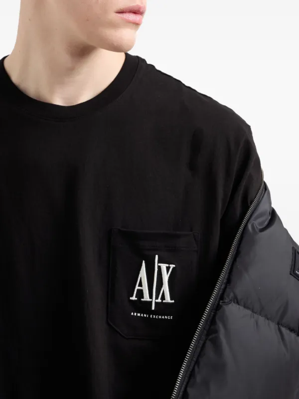 Armani Exchange logo-embroidered T-shirt | Black | FARFETCH