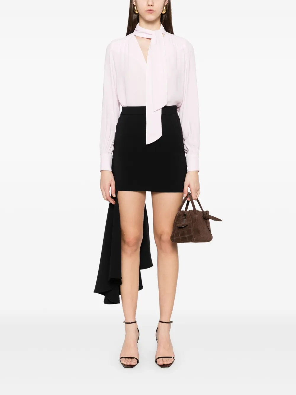 Elisabetta Franchi crepe asymmetric mini skirt | Fitted Skirts | Image 2