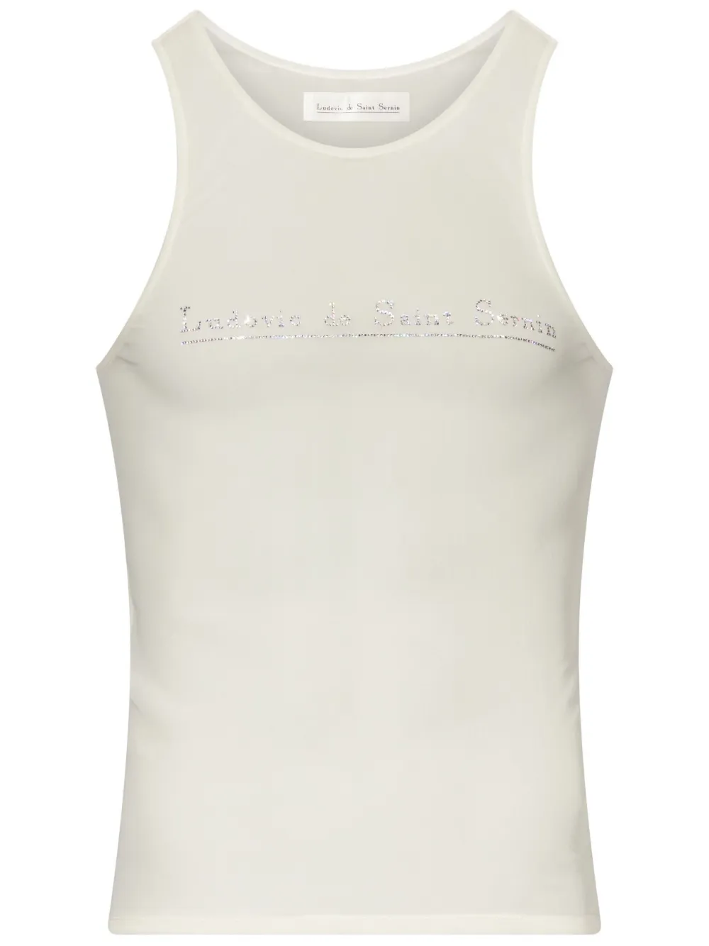 crystal-embellished logo top