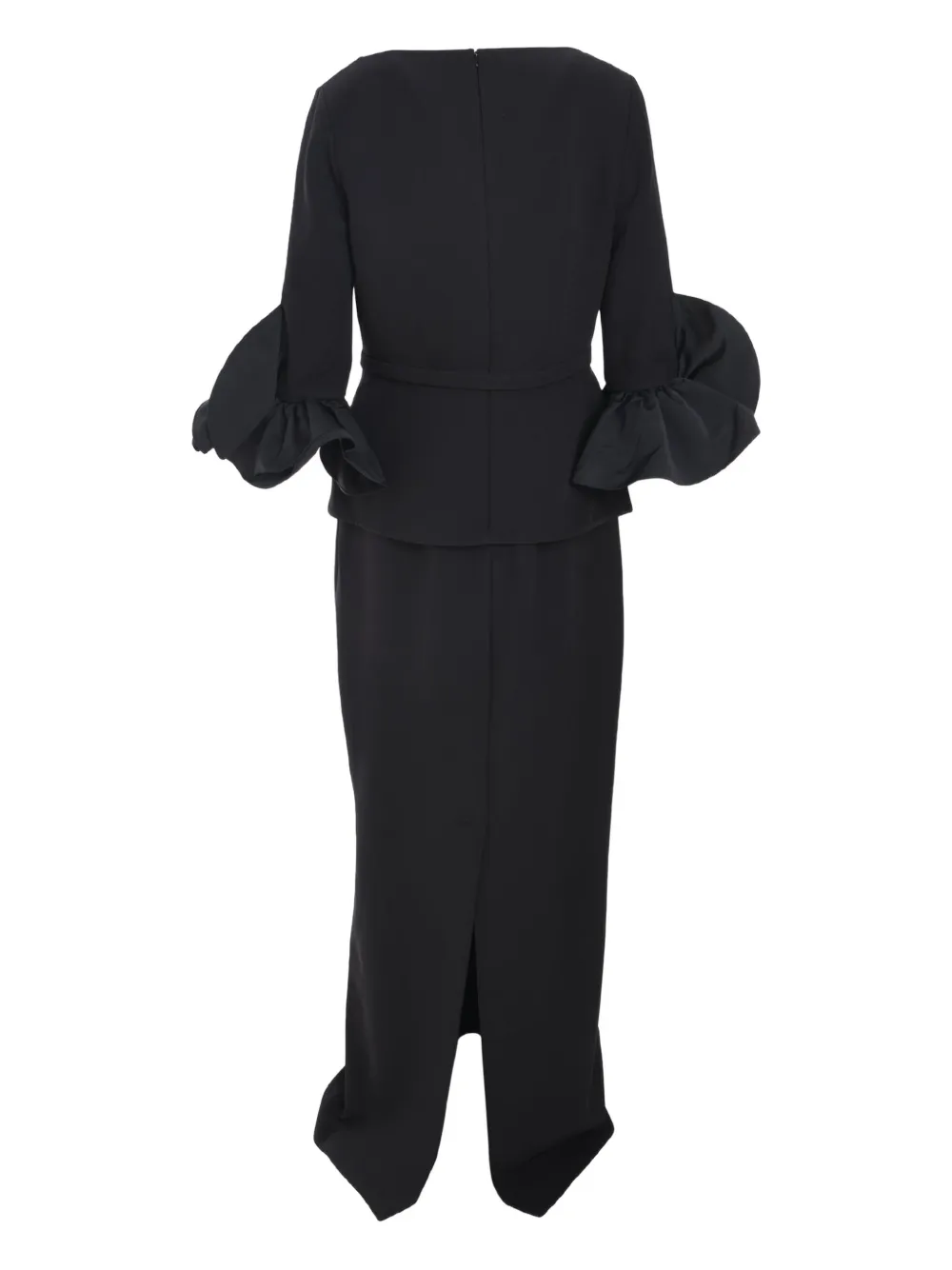 Safiyaa ruffled-sleeve dress - Zwart