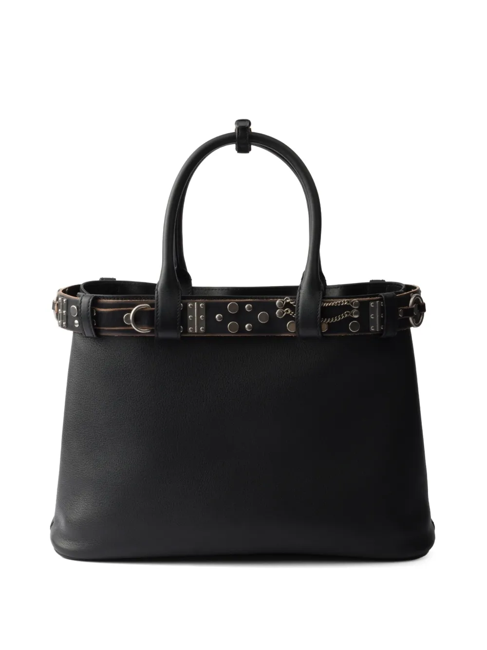 Prada Grote shopper met gespdetail - Zwart