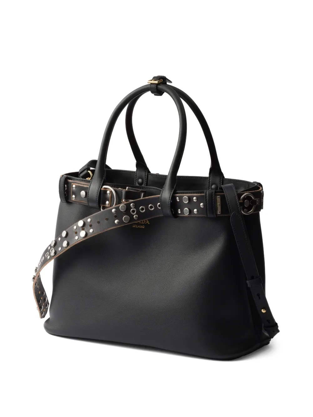 Prada Grote shopper met gespdetail Zwart