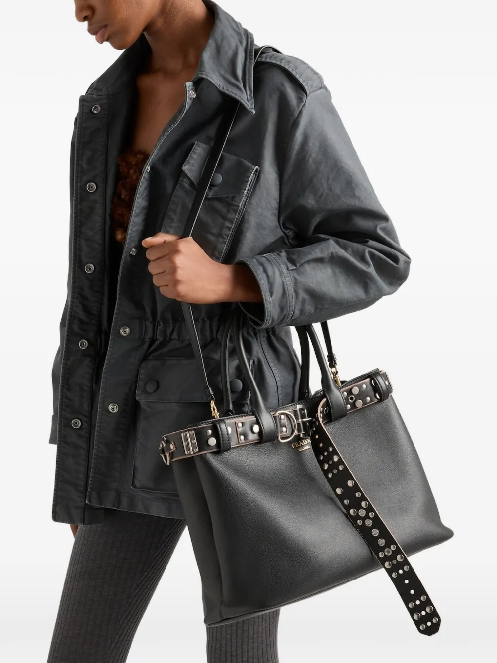 Prada バックル ハンドバッグ L | ブラック | FARFETCH JP