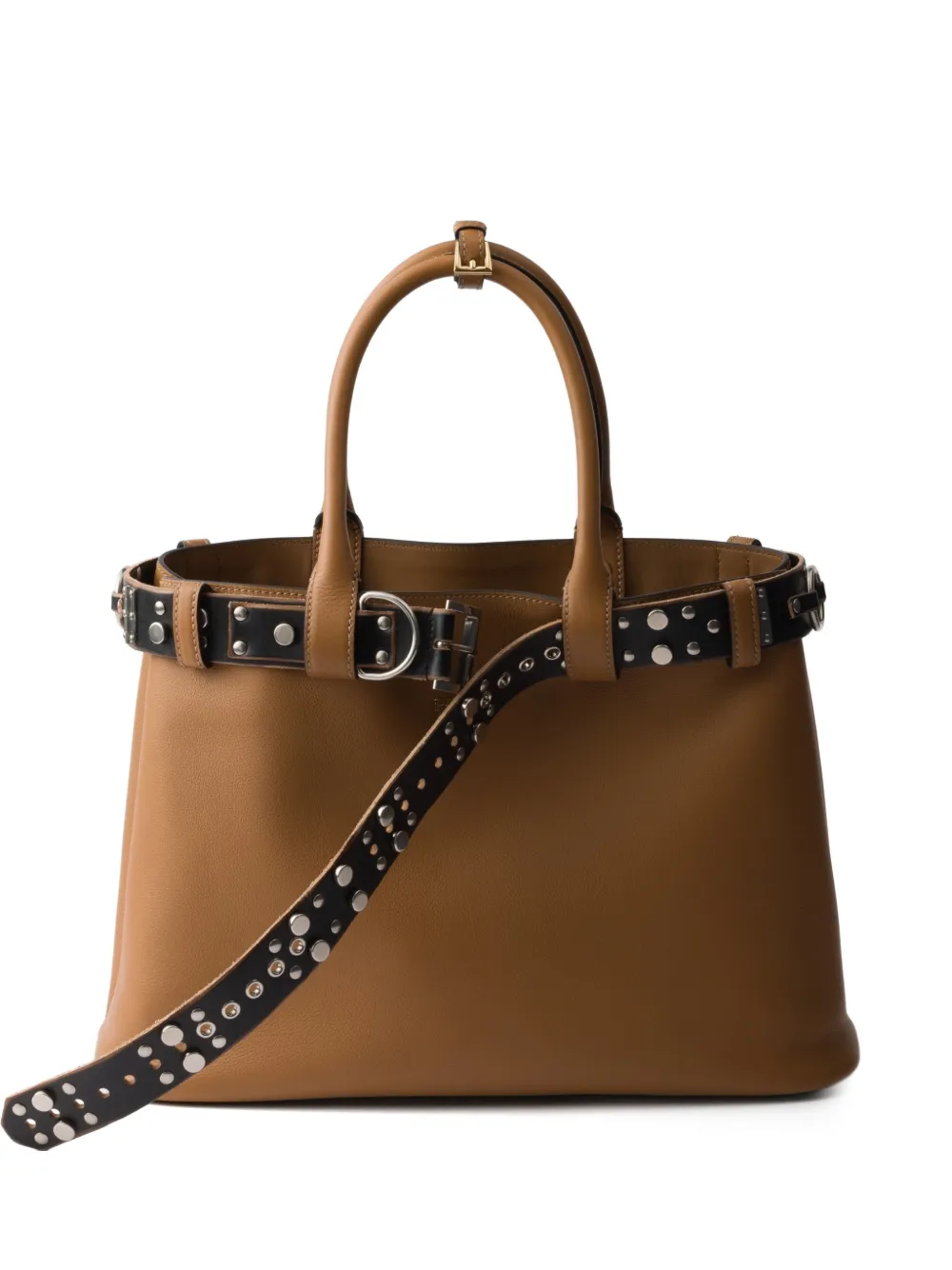 Prada large buckle-detail tote bag - Brown