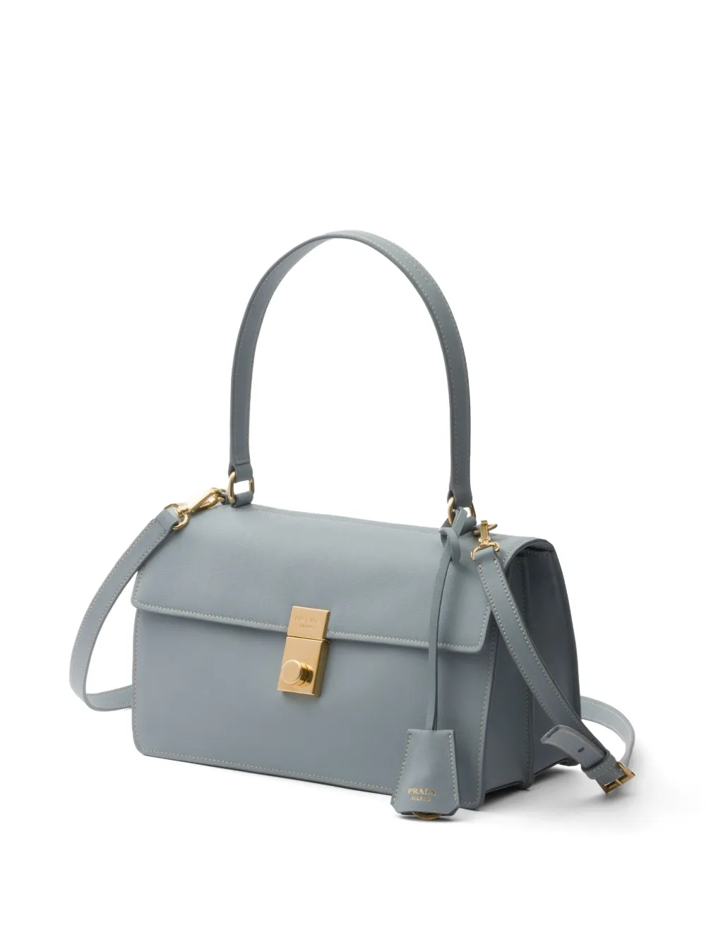 Shop Prada Medium Leather Shoulder Bag In Blue