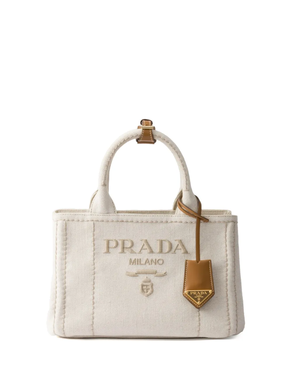 Prada small logo-embroidered handbag | Neutrals | Image 1
