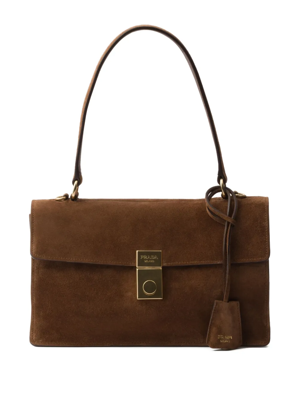 Prada sac porté épaule médium en daim | marron | Image 1