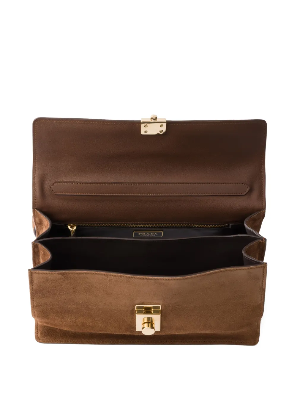 Prada Medium Suede Shoulder Bag In Brown