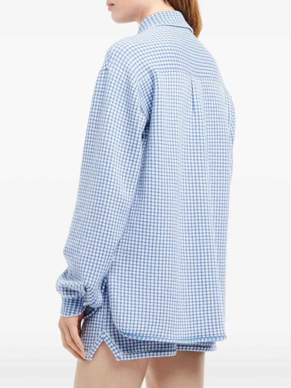 Barrie Geruit blouse Blauw