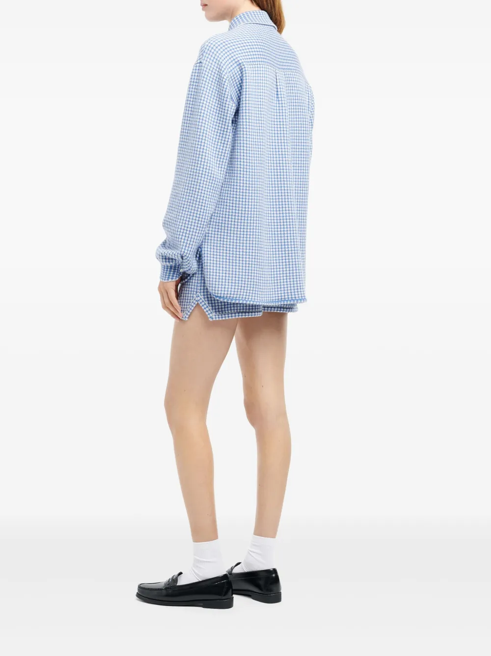 Barrie Geruit blouse Blauw