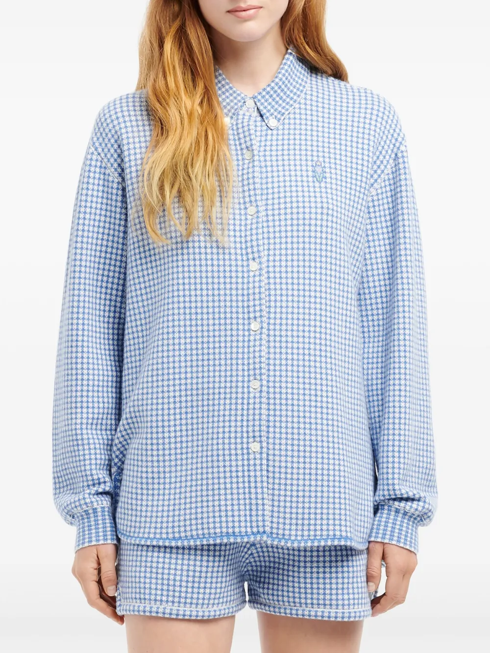 Barrie Geruit blouse Blauw