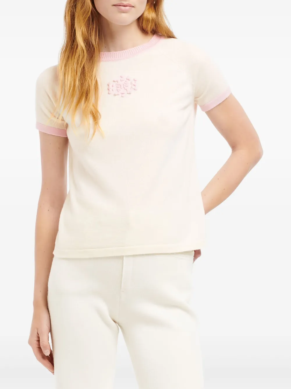 Barrie Kasjmier T-shirt verfraaid met logo Wit