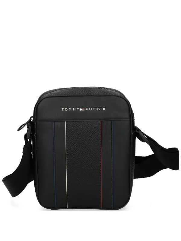 Tommy Hilfiger RWBストライプ メッセンジャーバッグ | ブラック 