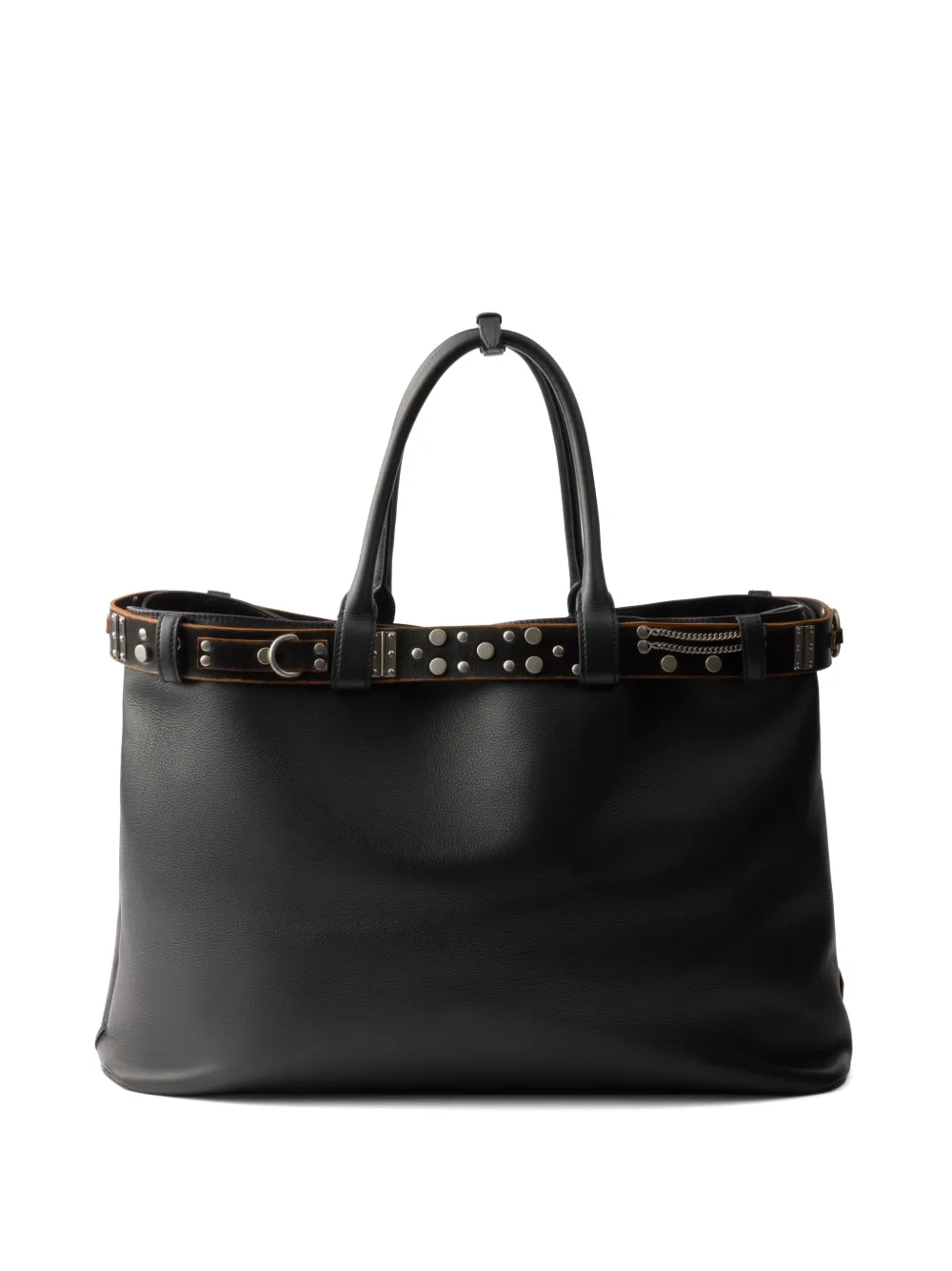 Prada Buckle leren shopper - Zwart