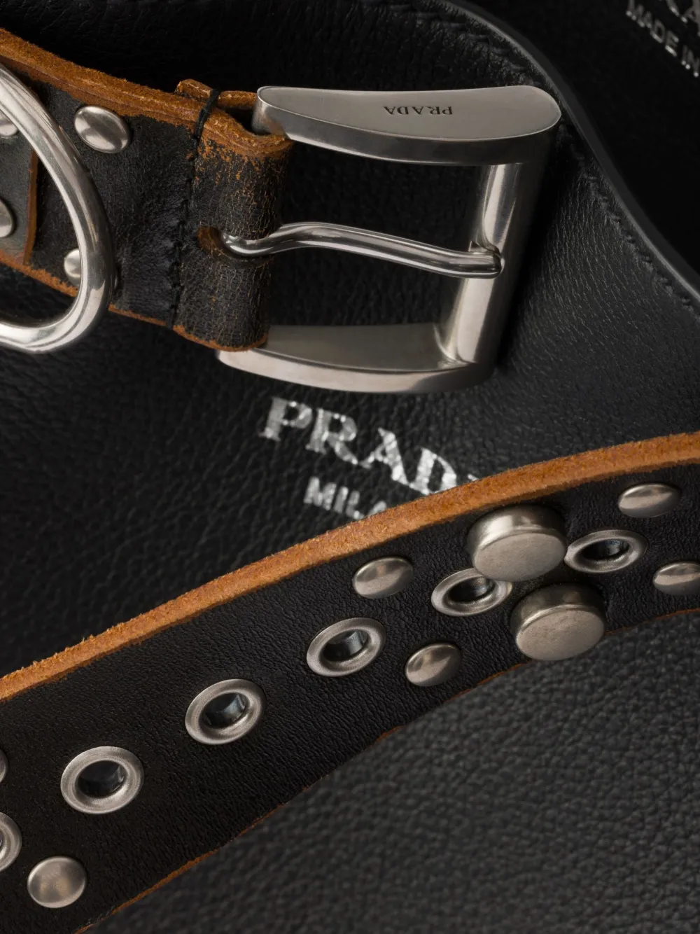 Prada Buckle leren shopper Zwart