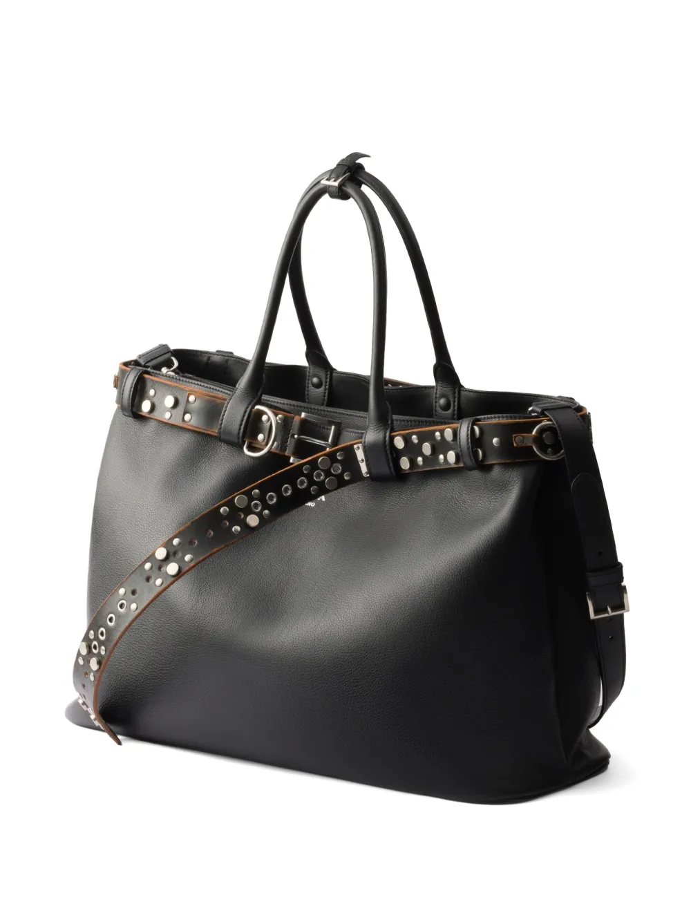 Prada Buckle leren shopper Zwart