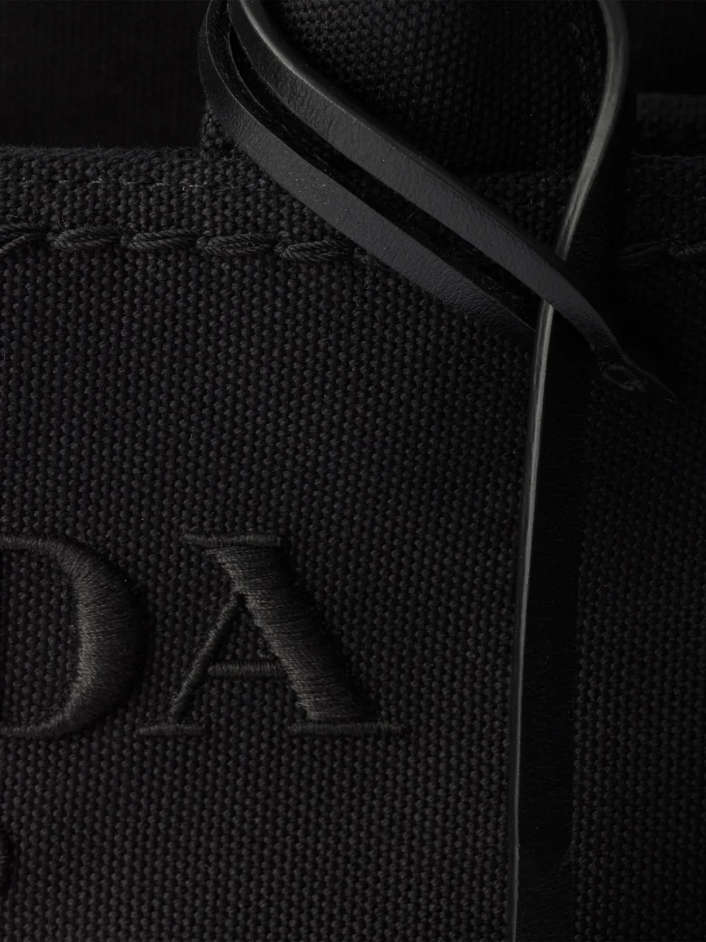 Prada Womens Black Triangle-plaque Embroidered-jacquard Medium Woven Tote Bag In Schwarz