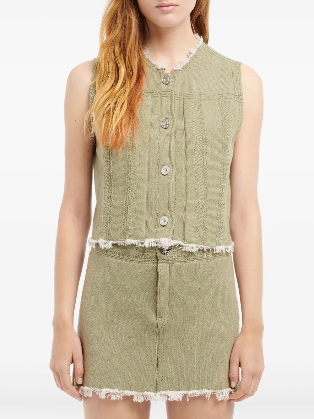 Barrie Denim gilet met franje Groen