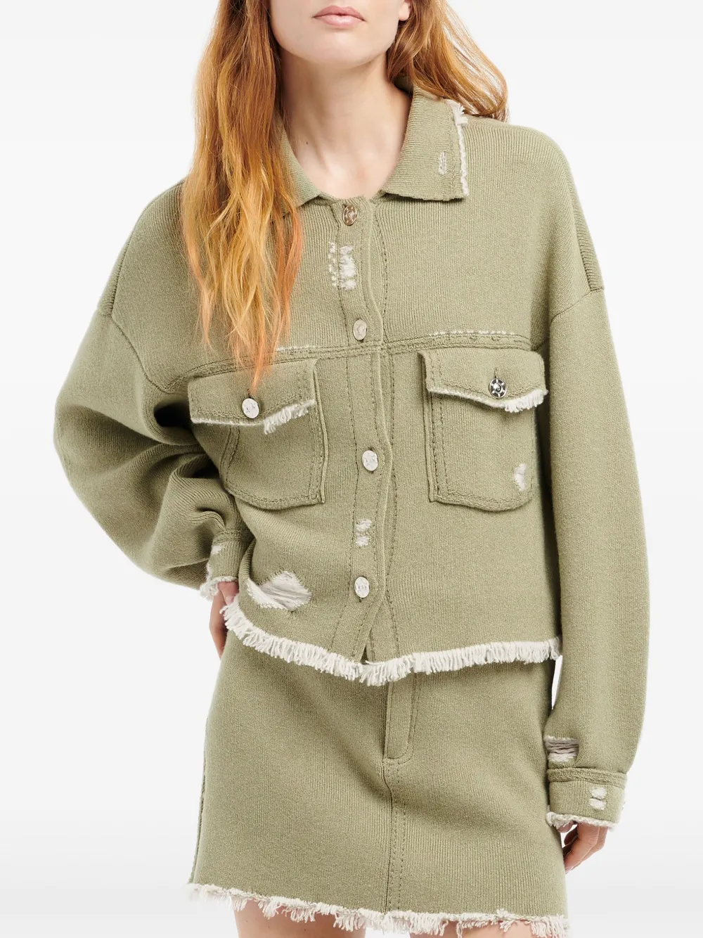 Barrie Denim jack met franje Groen