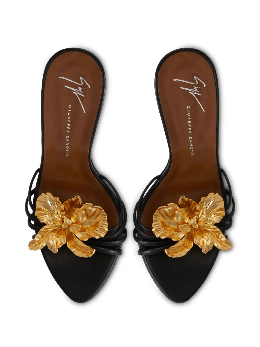 Giuseppe Zanotti floral-appliqué mules Black