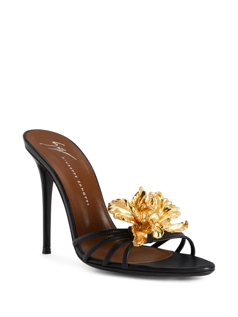 Giuseppe Zanotti floral-appliqué mules Black