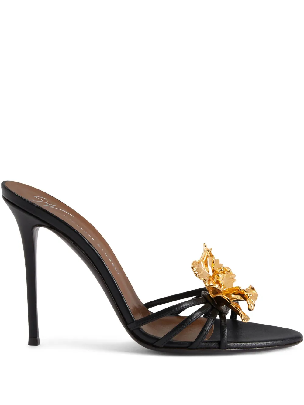 Giuseppe Zanotti floral-appliqué mules Black