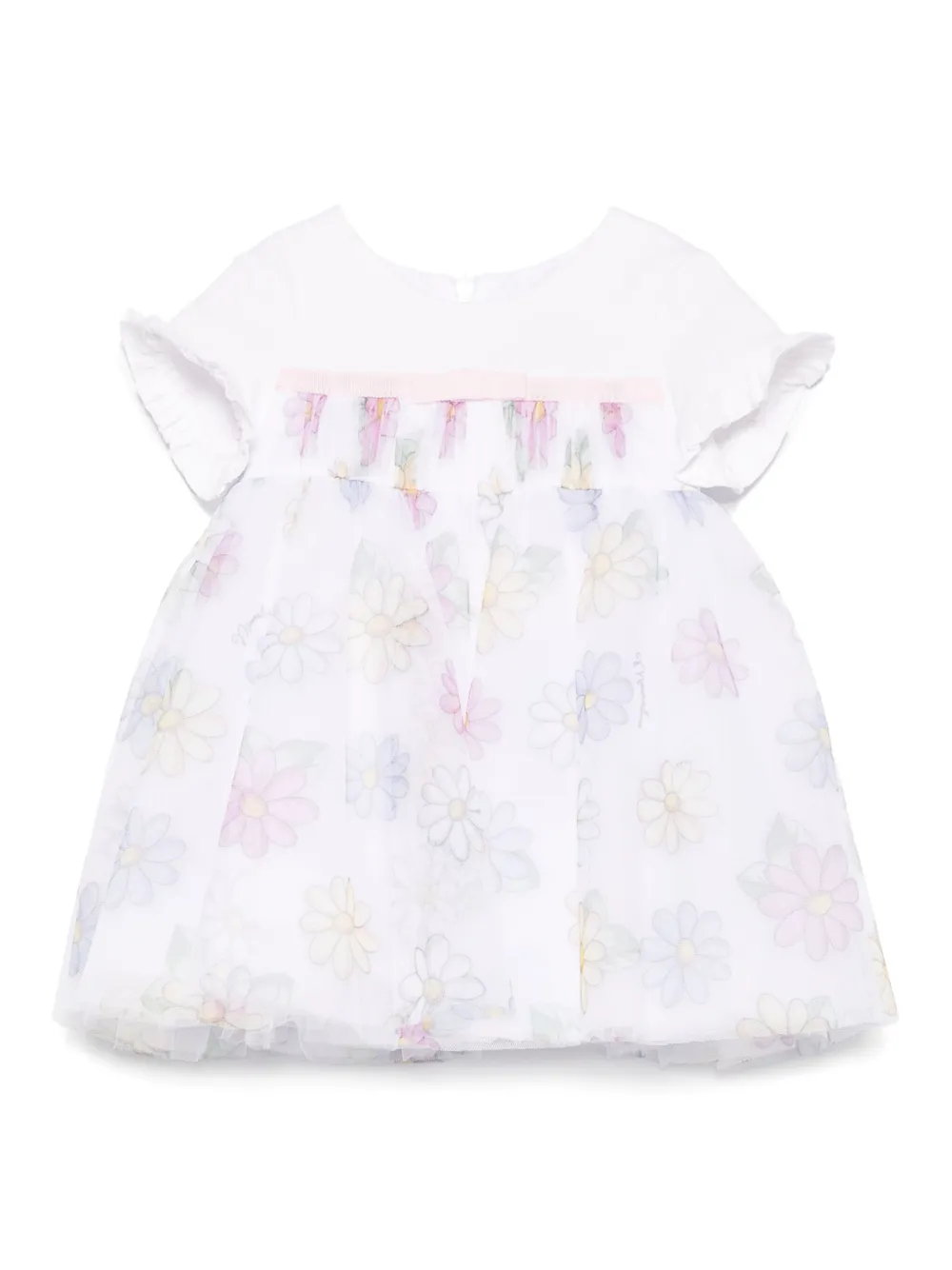 Monnalisa Tüllkleid mit Margeriten-Print | Weiß | Image 1