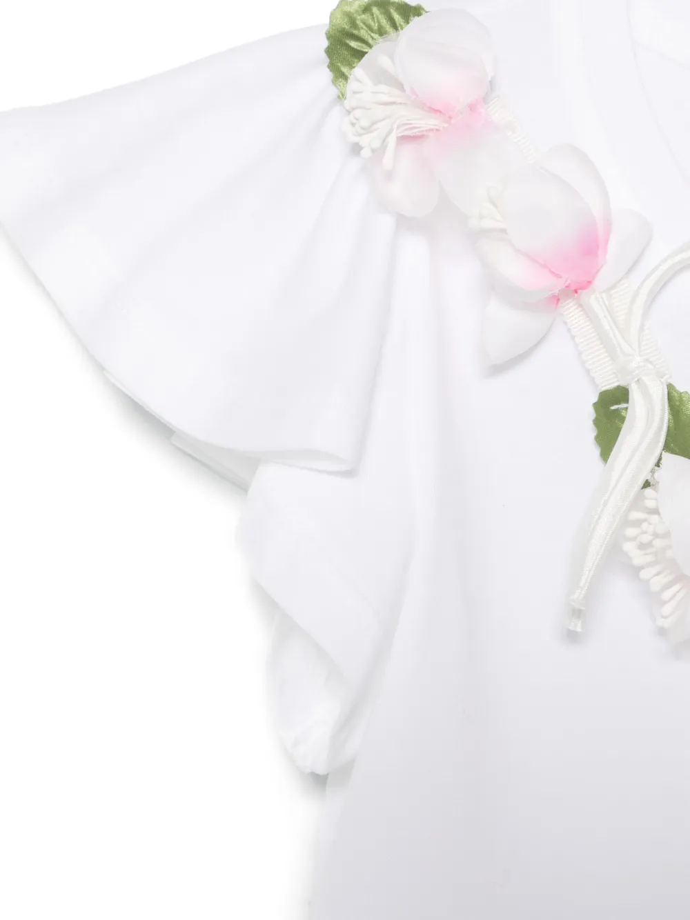 Monnalisa T-shirt met bloemenpatch Wit