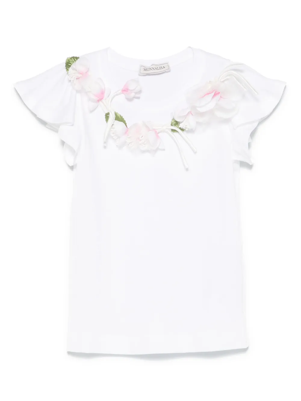 Monnalisa T-shirt met bloe patch Wit