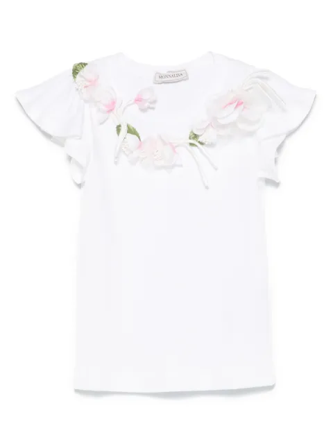 Monnalisa t-shirt med blomapplikation