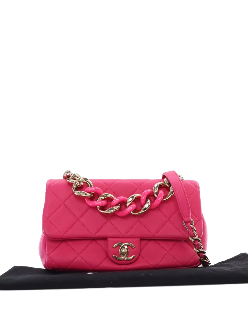 CHANEL Pre-Owned 2019 kleine Elegant Chain Single Flap boekentas van lamsleer - Roze