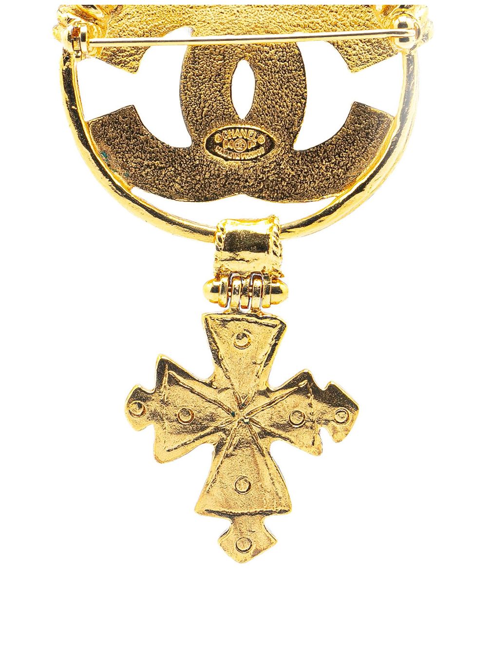 CHANEL Pre-Owned 1994 CC Cross vergulde broche - Goud