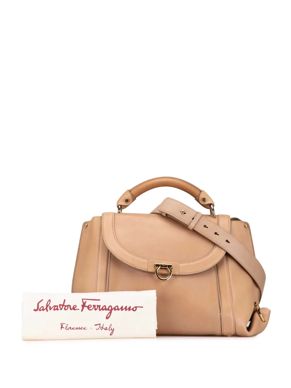 Ferragamo Pre-Owned 2000-2024 Gancini Suzanna leren boekentas - Bruin