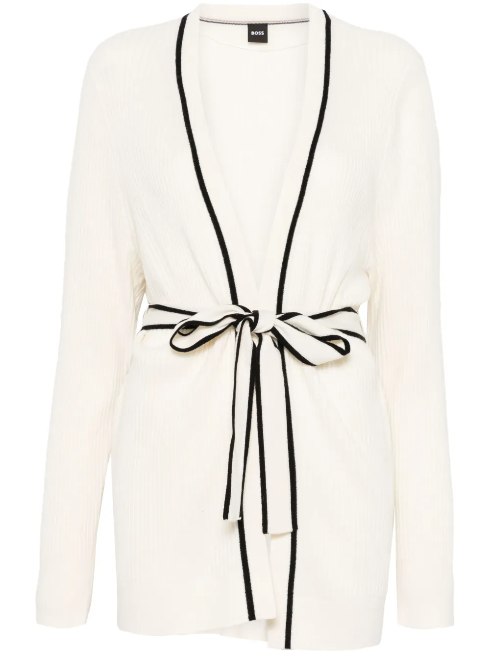 BOSS Cardigan con dettagli a righe | toni neutri | Image 1