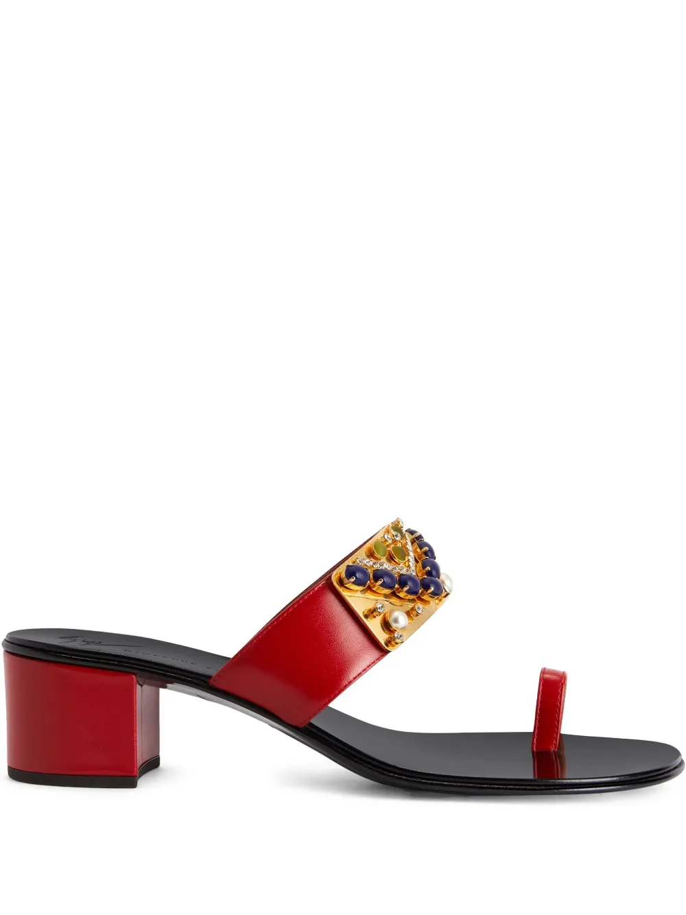 Giuseppe Zanotti rhinestone-embellished block-heel sandals Red