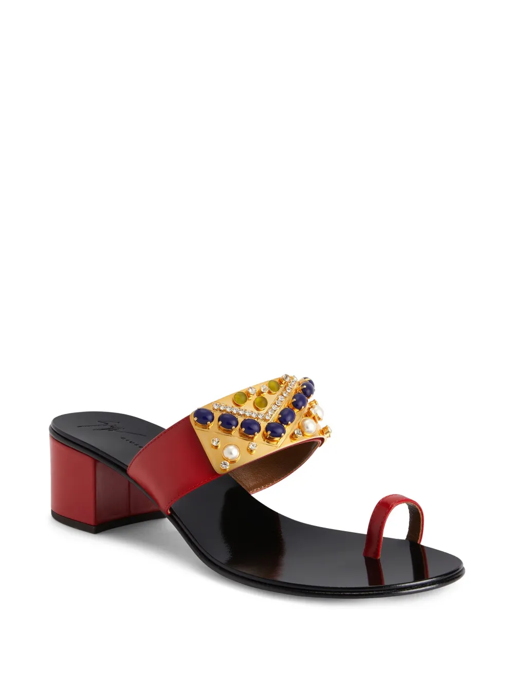 Giuseppe Zanotti Sandalen met blokhak en stras - Rood