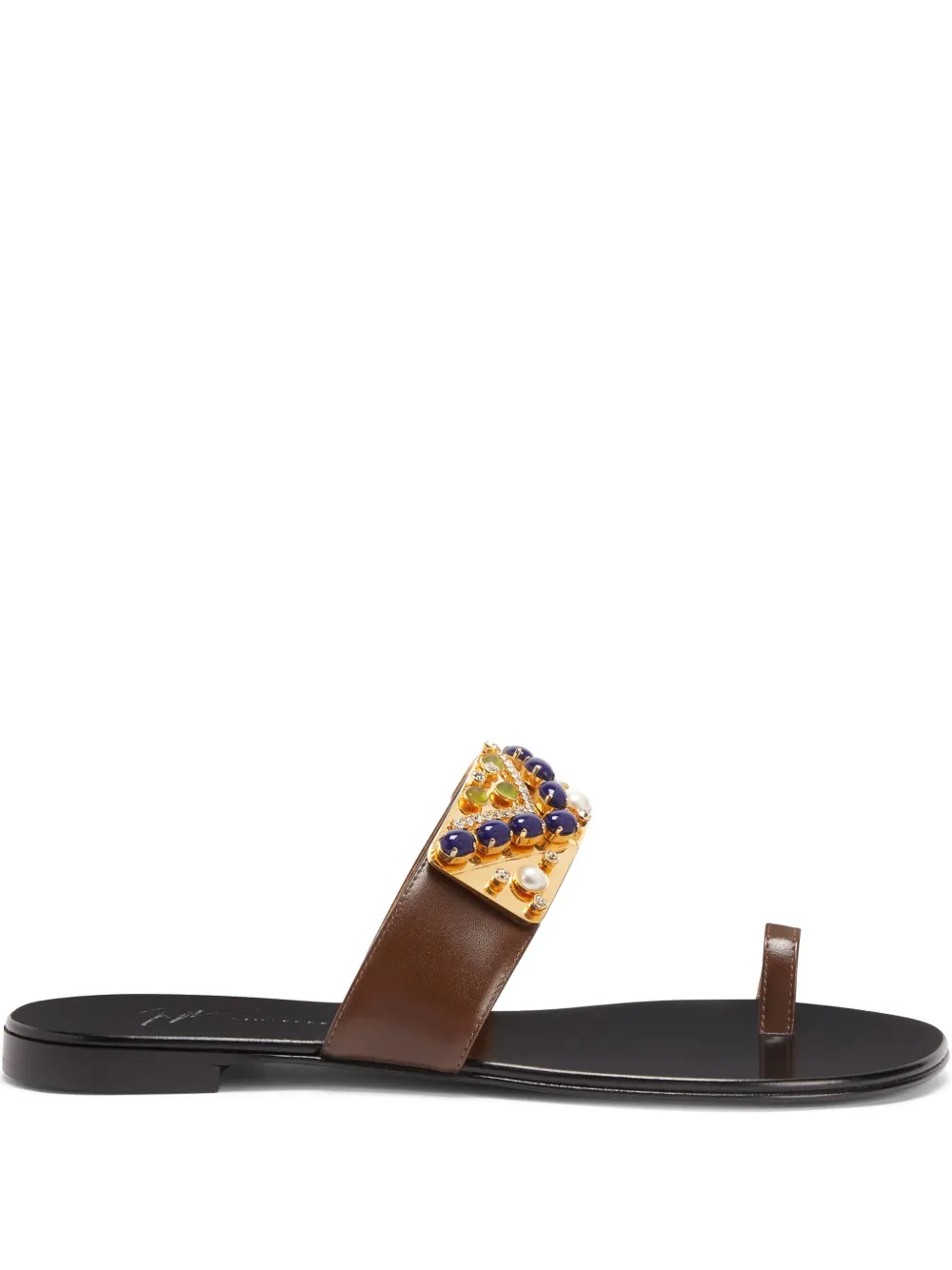 Giuseppe Zanotti rhinestone-embellished flat sandals Brown