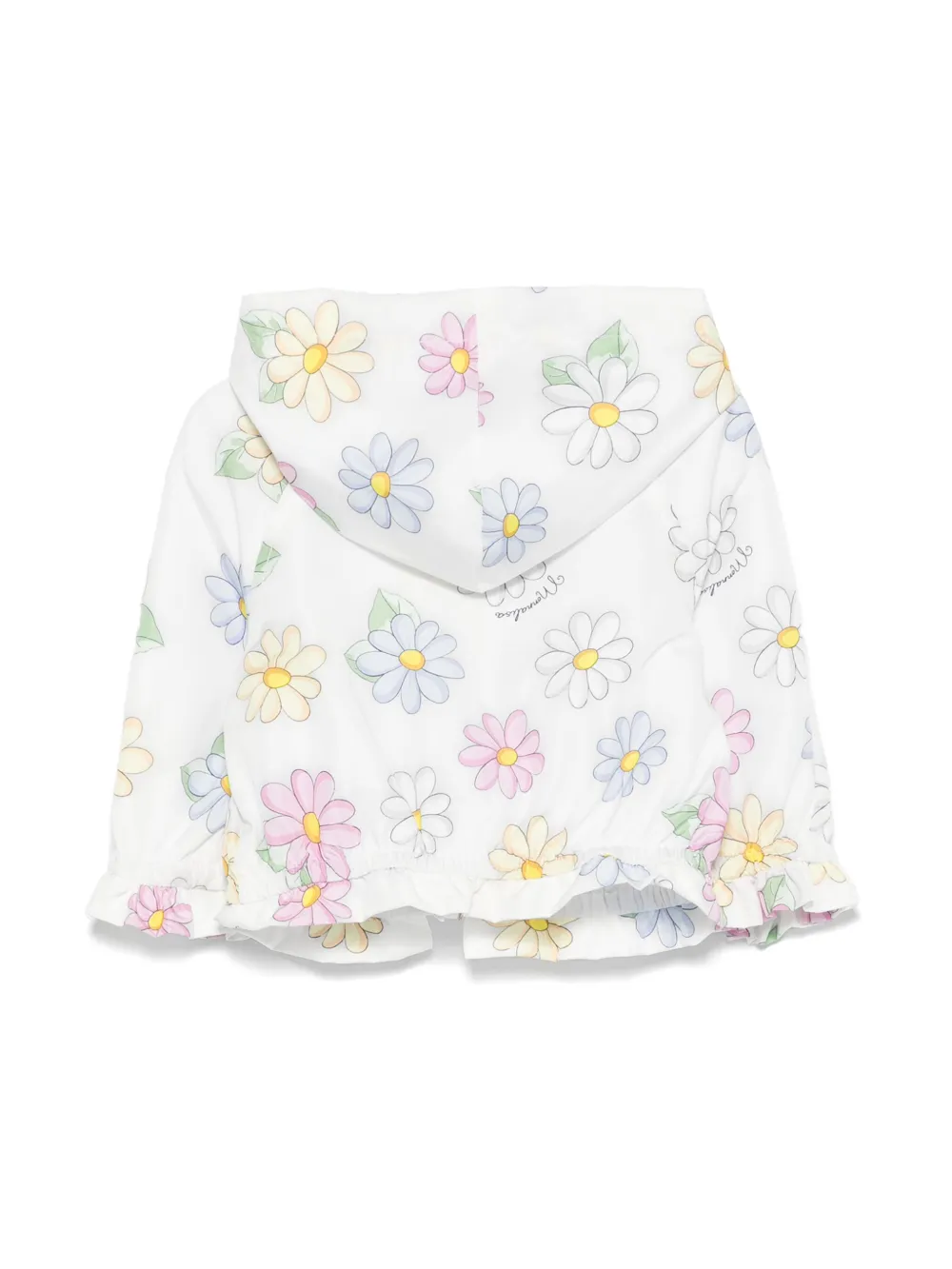 Monnalisa Windjack met bloemenprint - Wit