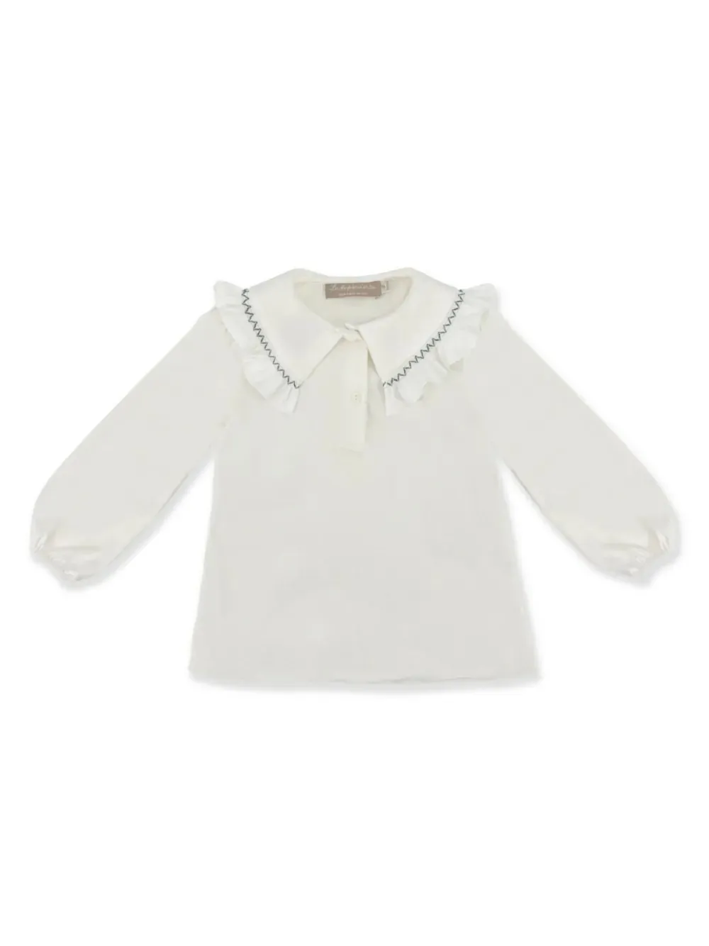 La Stupenderia smock-embroidery polo top Beige