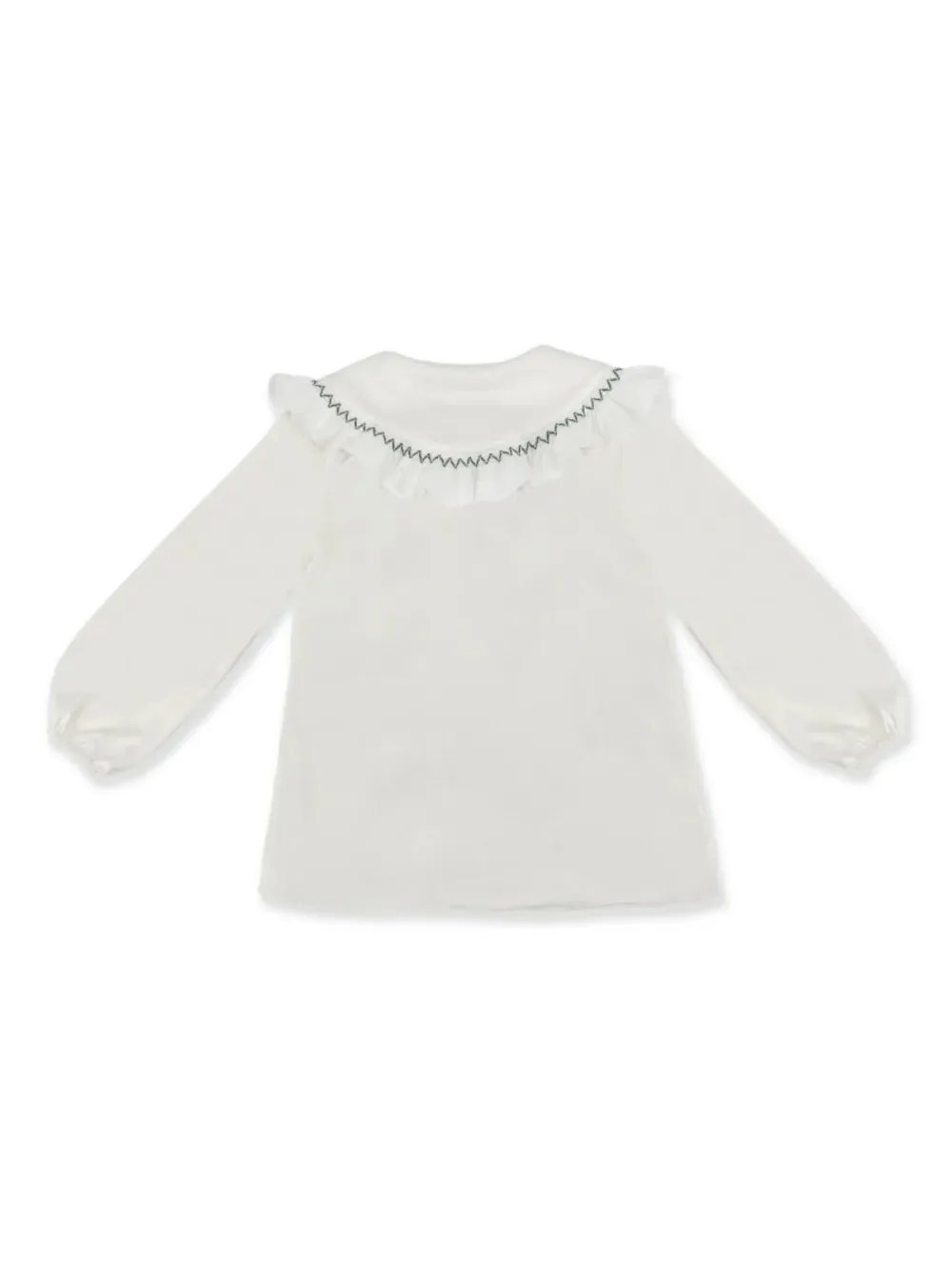 La Stupenderia smock-embroidery polo top - Beige