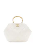 CHANEL Pre-Owned 2021-2024 Quilted Lambskin Pearl Crown Handle clutch bag - White