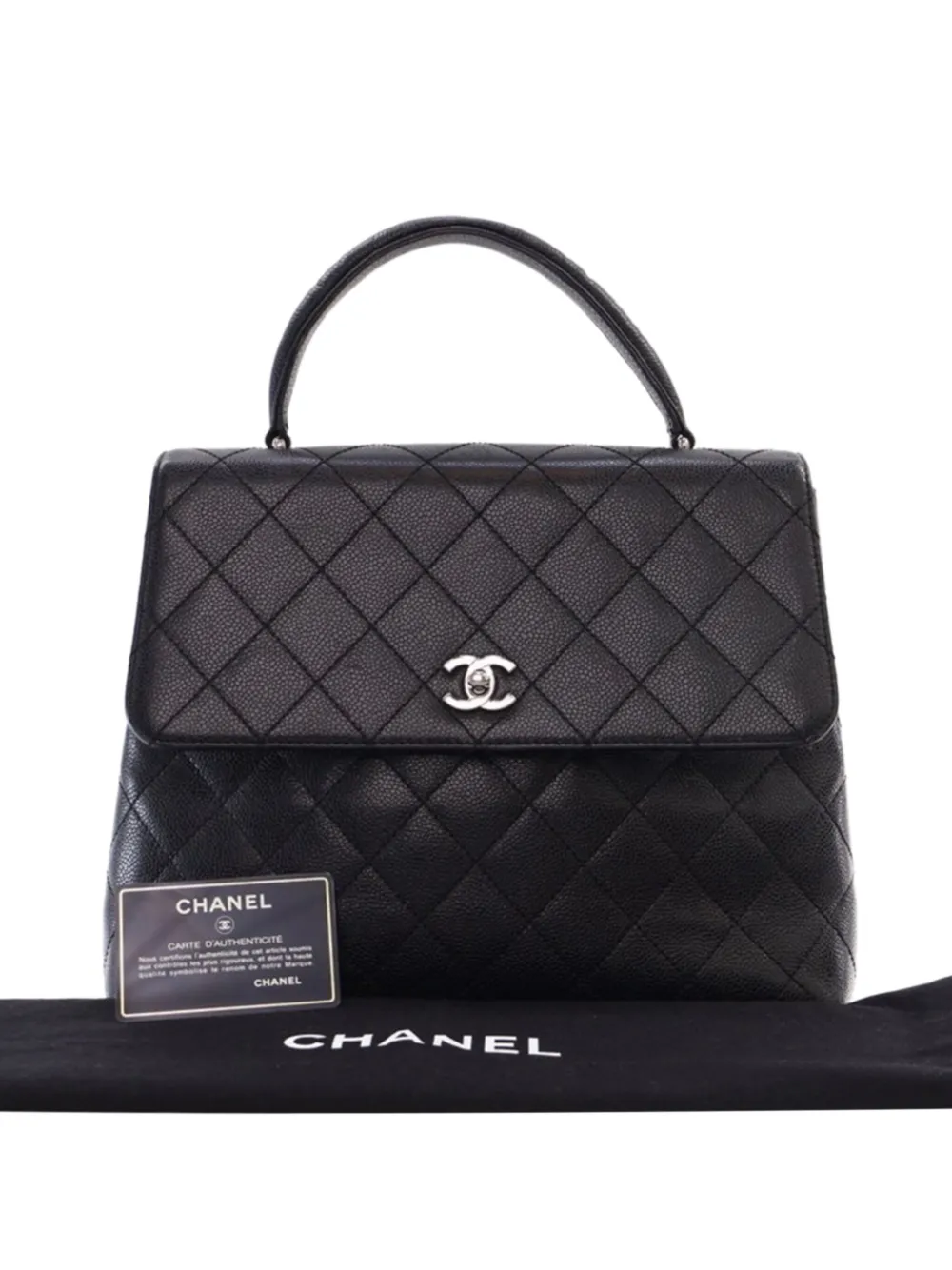 CHANEL Pre-Owned 2000-2002 Caviar Kelly handtas met handgreep - Zwart