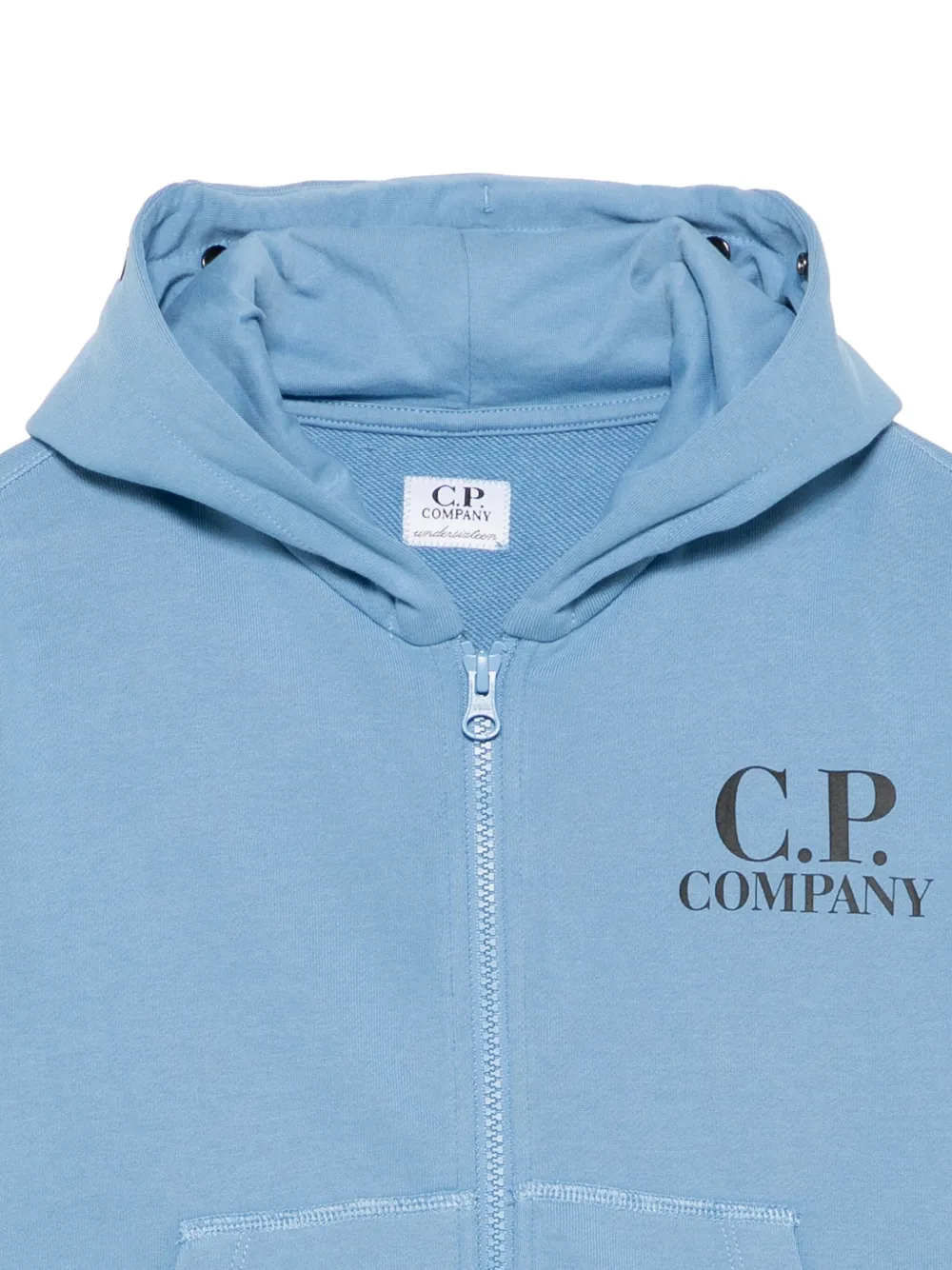 C.P. Company Kids Hoodie met logoprint en rits Blauw
